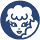 Logo of Lanolips sheep icon, the worlds best lip balm, with blue and white colours