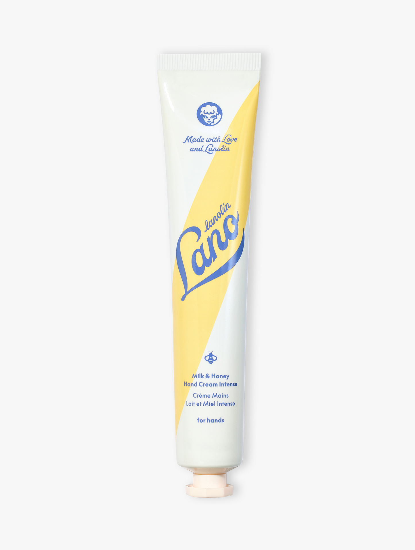 Product Shot Of Lanolips Milk and Honey Hand Cream Intense Closed Tube. Milk and Honey Hand Cream Intense with triple lanolin and soothing milk & honey, transforms very dry hands & nails to super soft, hydrated hands & nails.